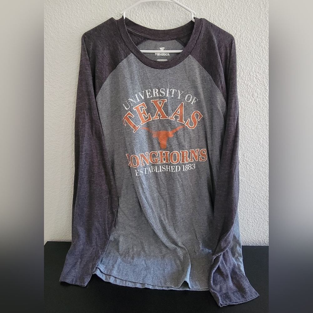 New Texas Longhorns Raglan Long Sleeve T-Shirt - Heather Gray/Charcoal 3XL